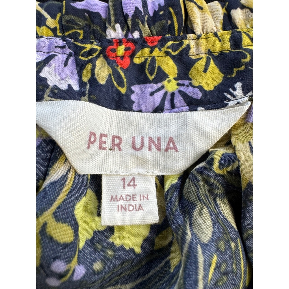 Per Una Navy Wild Garden Floral Shirt Dress Velvet Trim Belted Long Sleeve 10 - Picture 13 of 13